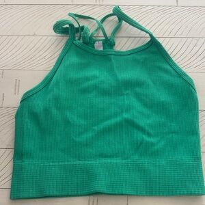 Green Ribbed Women's Top